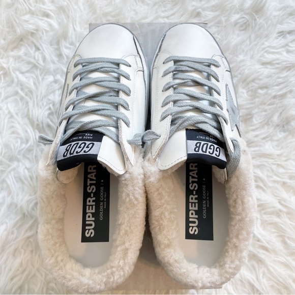 Golden Goose Superstar Sabot Shearling Sneaker White Silver Beige size 38 - Picture 7 of 15